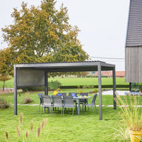 Pergola bioclimatica 3x4m in alluminio e acciaio  + tenda 3m,