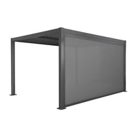Pergola bioclimatica 3x4m in alluminio e acciaio + tenda 4m, antracite