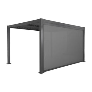 Pergola bioclimatica 3x4m in alluminio e acciaio + tenda 4m, antracite