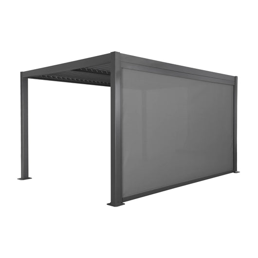 Pergola bioclimatica 3x4m in alluminio e acciaio + tenda 4m, antracite
