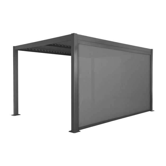 Pergola bioclimatica 3x4m in alluminio e acciaio + tenda 4m, antracite