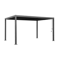 Pergola bioclimatica 3x4m in alluminio e acciaio + tenda 4m, antracite