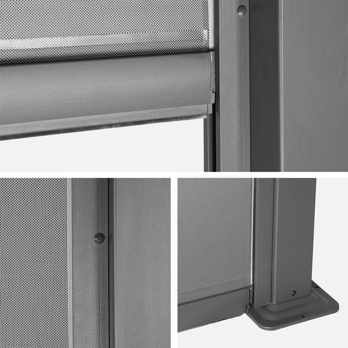 Pergola bioclimatica 3x4m in alluminio e acciaio + tenda 4m, antracite