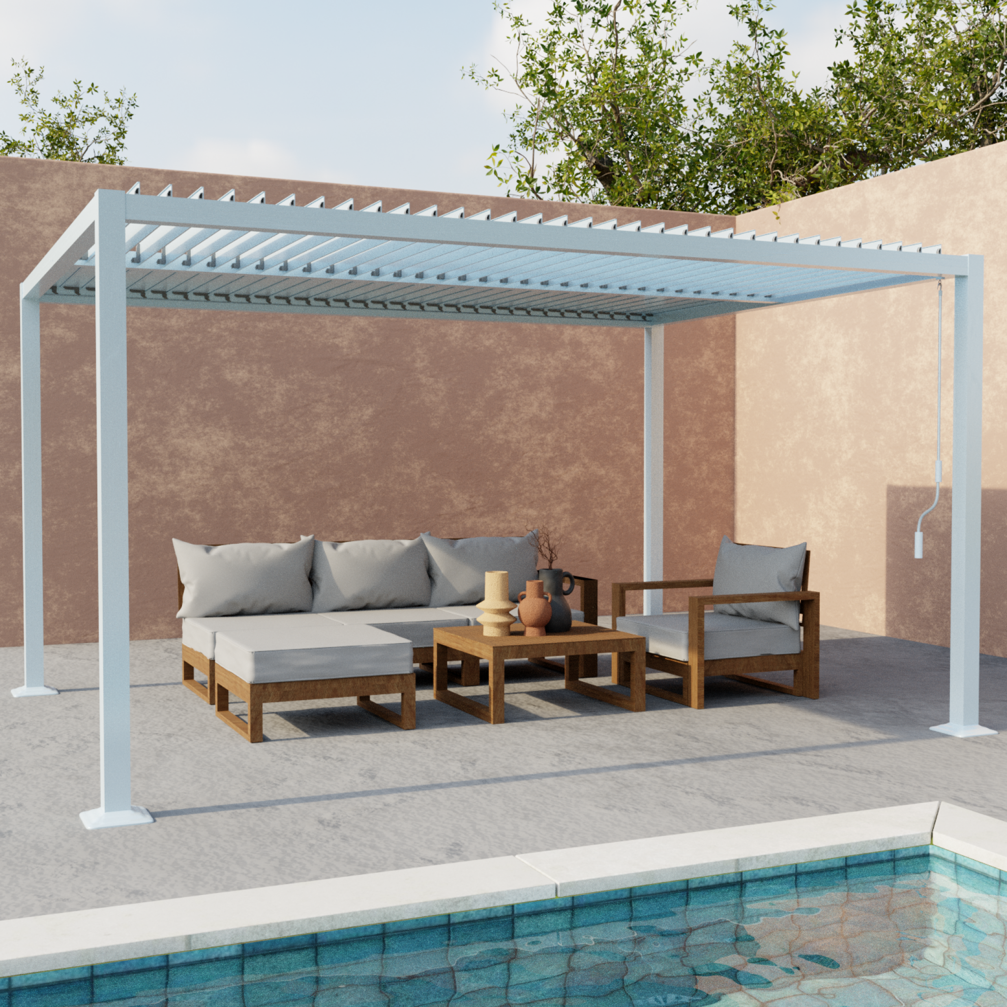 Pergola bioclimatica 3x4m in alluminio e acciaio, lame orientabili ,