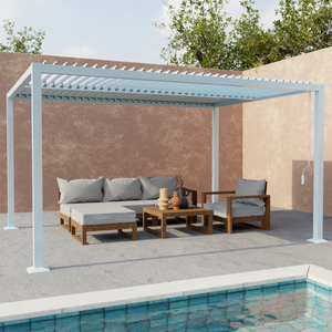 Pergola bioclimatica 3x4m in alluminio e acciaio, lame orientabili ,