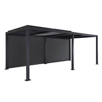 Pergola bioclimatica in alluminio e acciaio 3x6m + 2 tende 3m,