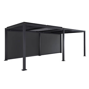 Pergola bioclimatica in alluminio e acciaio 3x6m + 2 tende 3m,