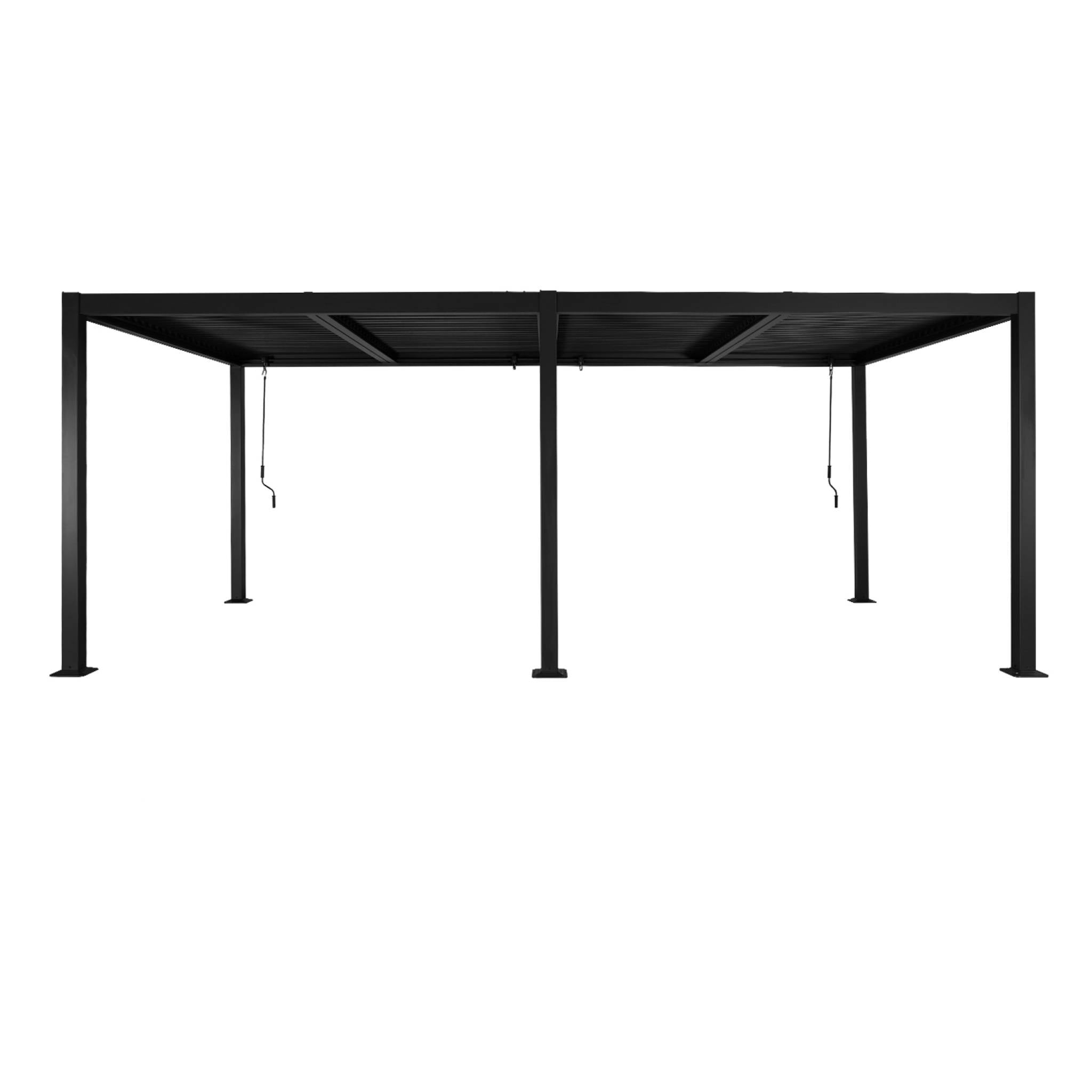 Pergola bioclimatica in alluminio e acciaio 3x6m + 2 tende 3m,