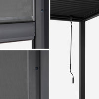 Pergola bioclimatica in alluminio e acciaio 3x6m + 2 tende 3m,