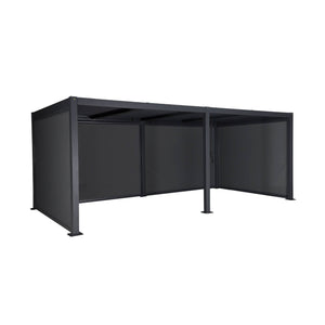 Pergola bioclimatica in alluminio e acciaio 3x6m + 4 tende 3m,