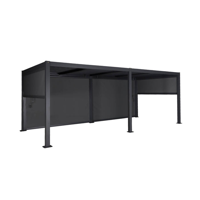 Pergola bioclimatica in alluminio e acciaio 3x6m + 4 tende 3m,