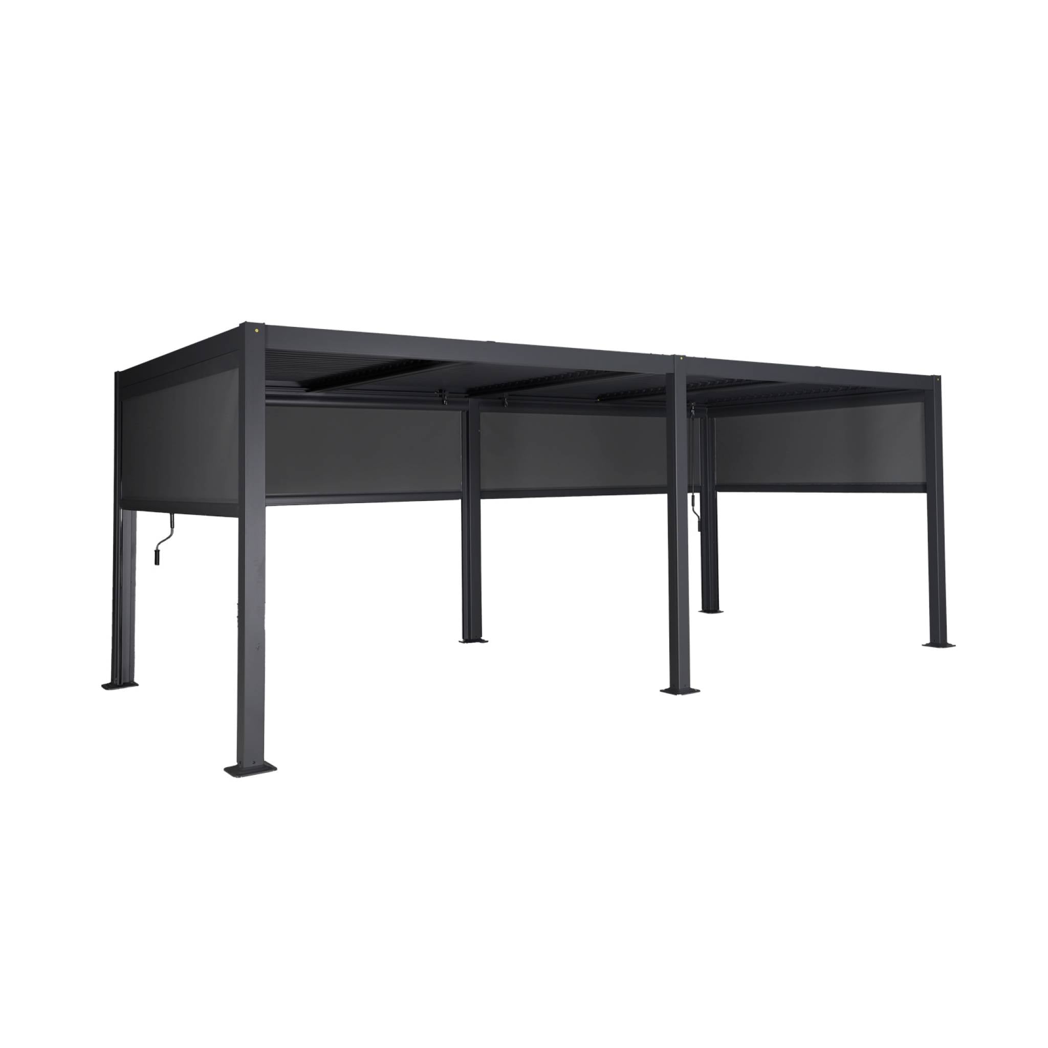 Pergola bioclimatica in alluminio e acciaio 3x6m + 4 tende 3m,