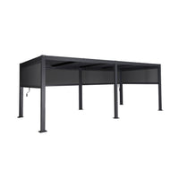 Pergola bioclimatica in alluminio e acciaio 3x6m + 4 tende 3m,