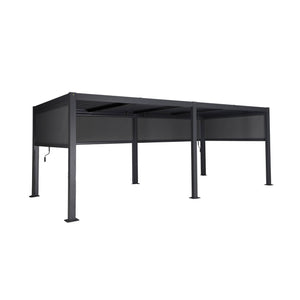 Pergola bioclimatica in alluminio e acciaio 3x6m + 4 tende 3m,