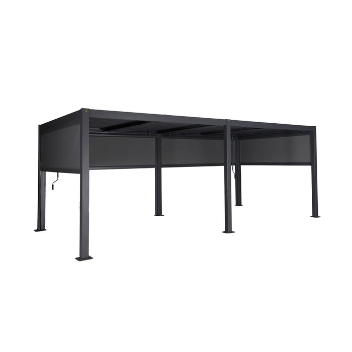 Pergola bioclimatica in alluminio e acciaio 3x6m + 4 tende 3m,