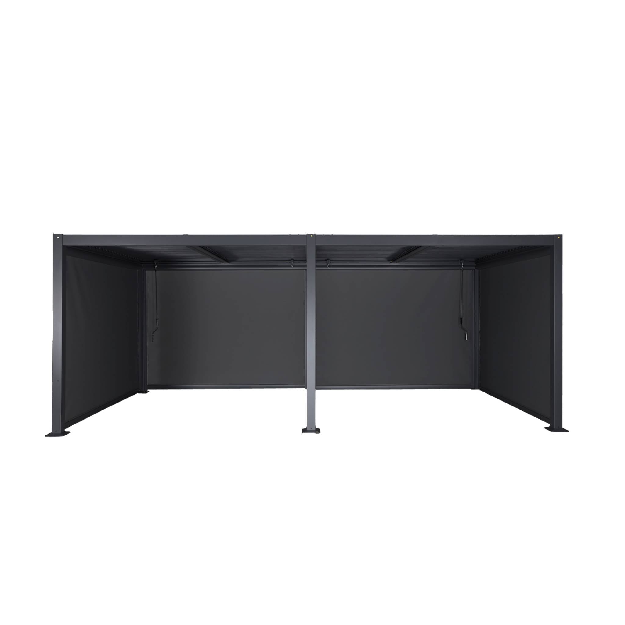 Pergola bioclimatica in alluminio e acciaio 3x6m + 4 tende 3m,