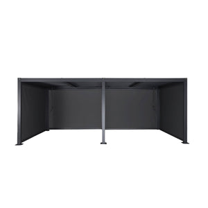 Pergola bioclimatica in alluminio e acciaio 3x6m + 4 tende 3m,