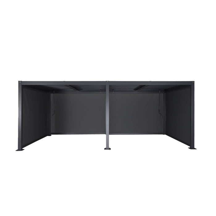 Pergola bioclimatica in alluminio e acciaio 3x6m + 4 tende 3m,