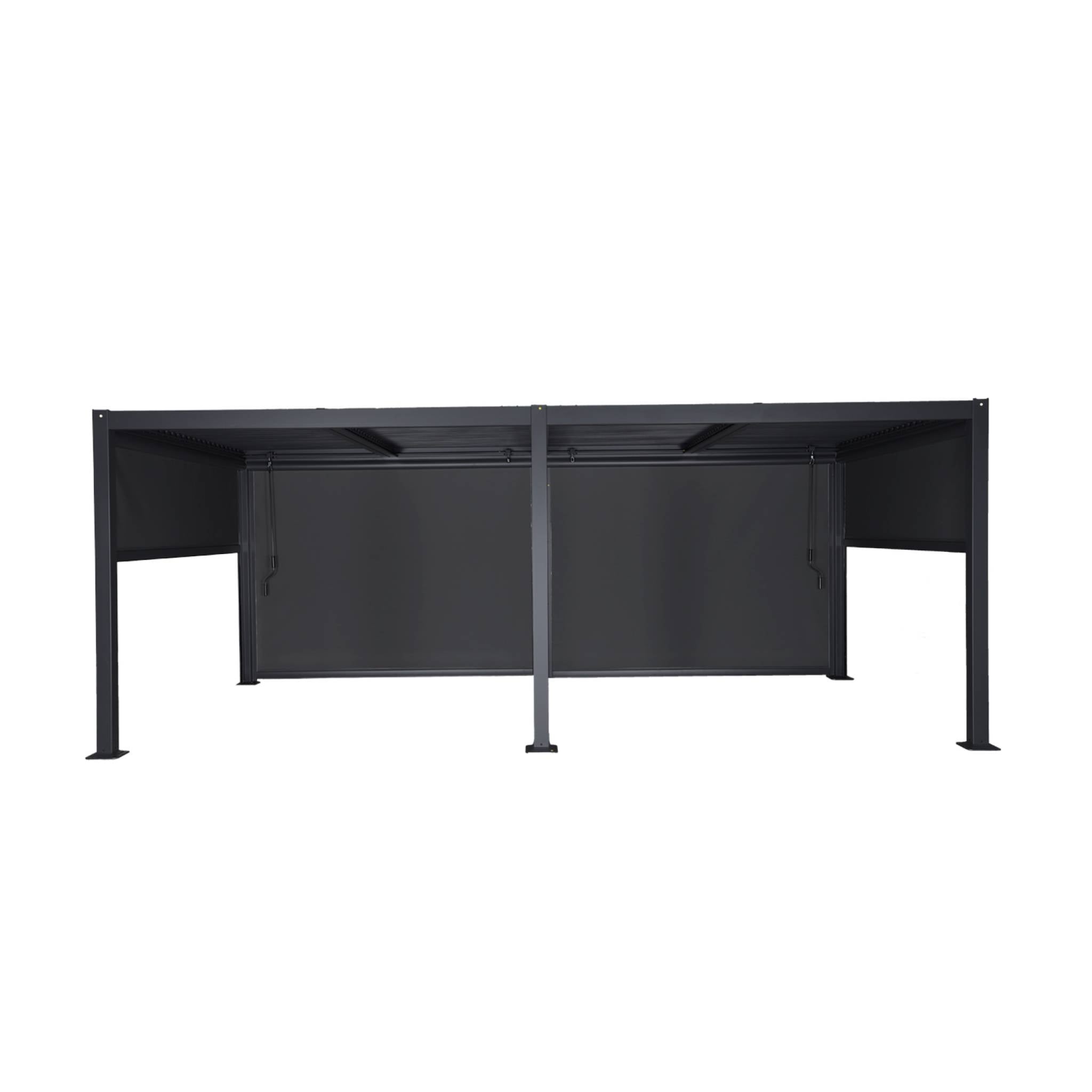 Pergola bioclimatica in alluminio e acciaio 3x6m + 4 tende 3m,