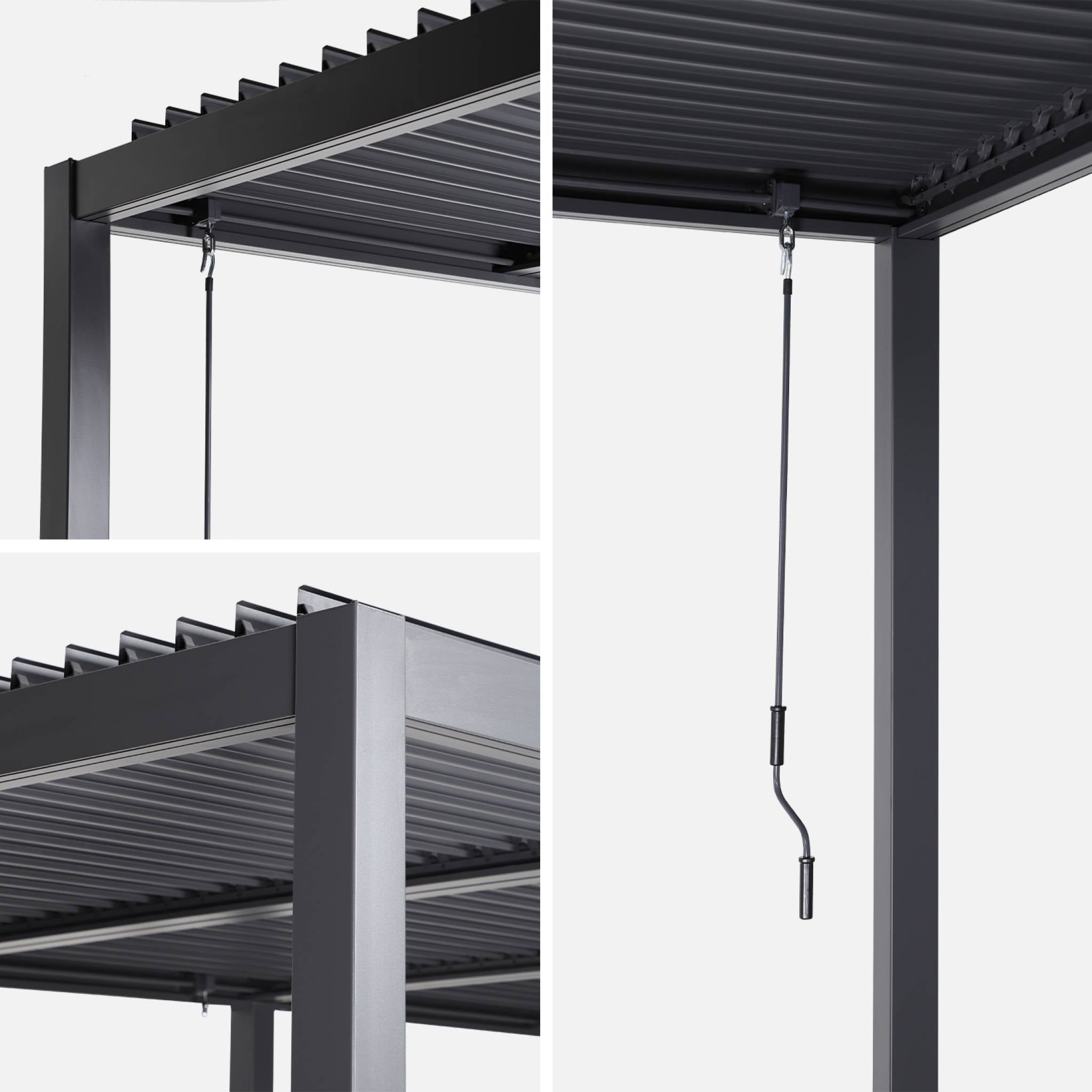 Pergola bioclimatica 3x6m in alluminio e acciaio, lamelle orientabili,