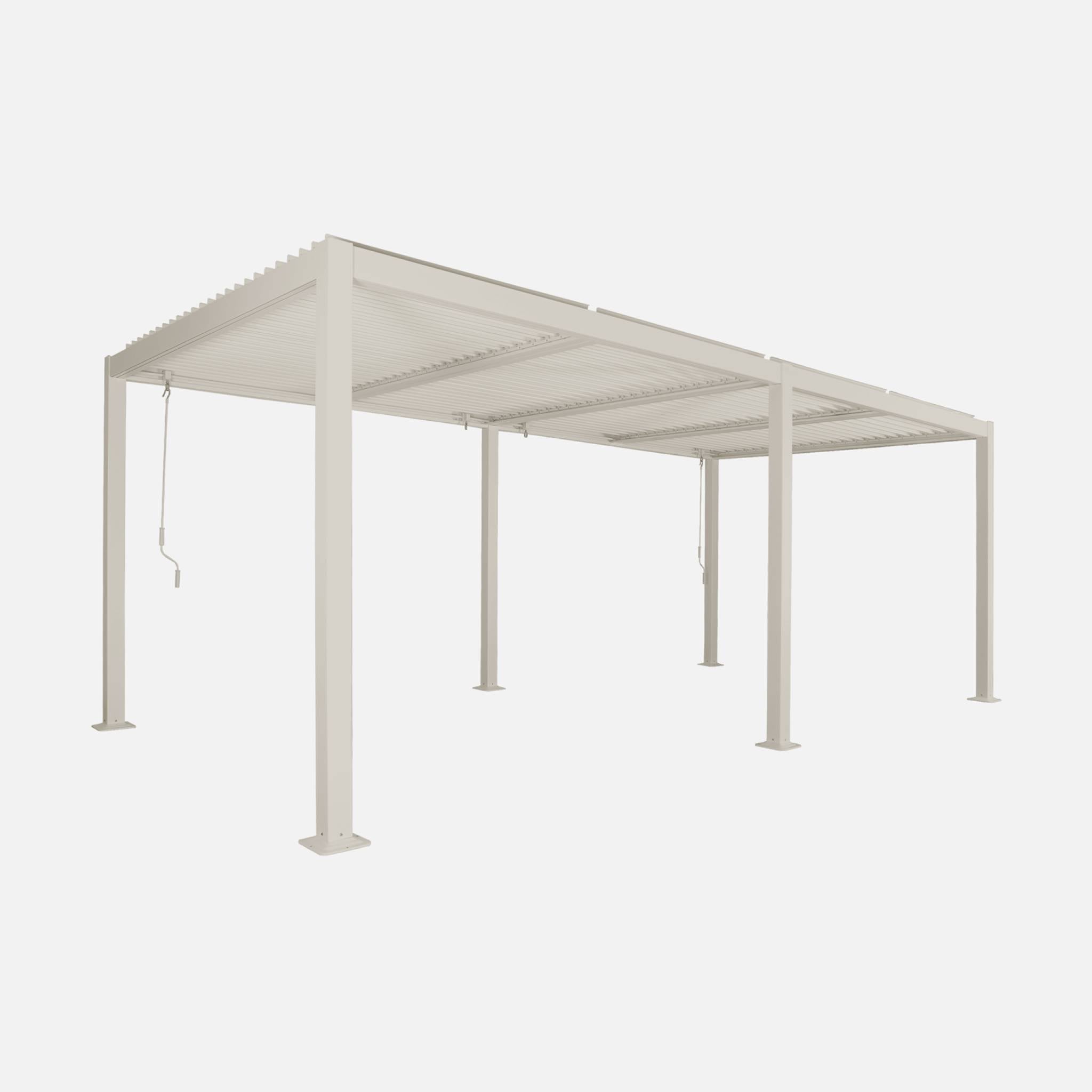 Pergola bioclimatica 3x6m in alluminio e acciaio, lamelle orientabili,