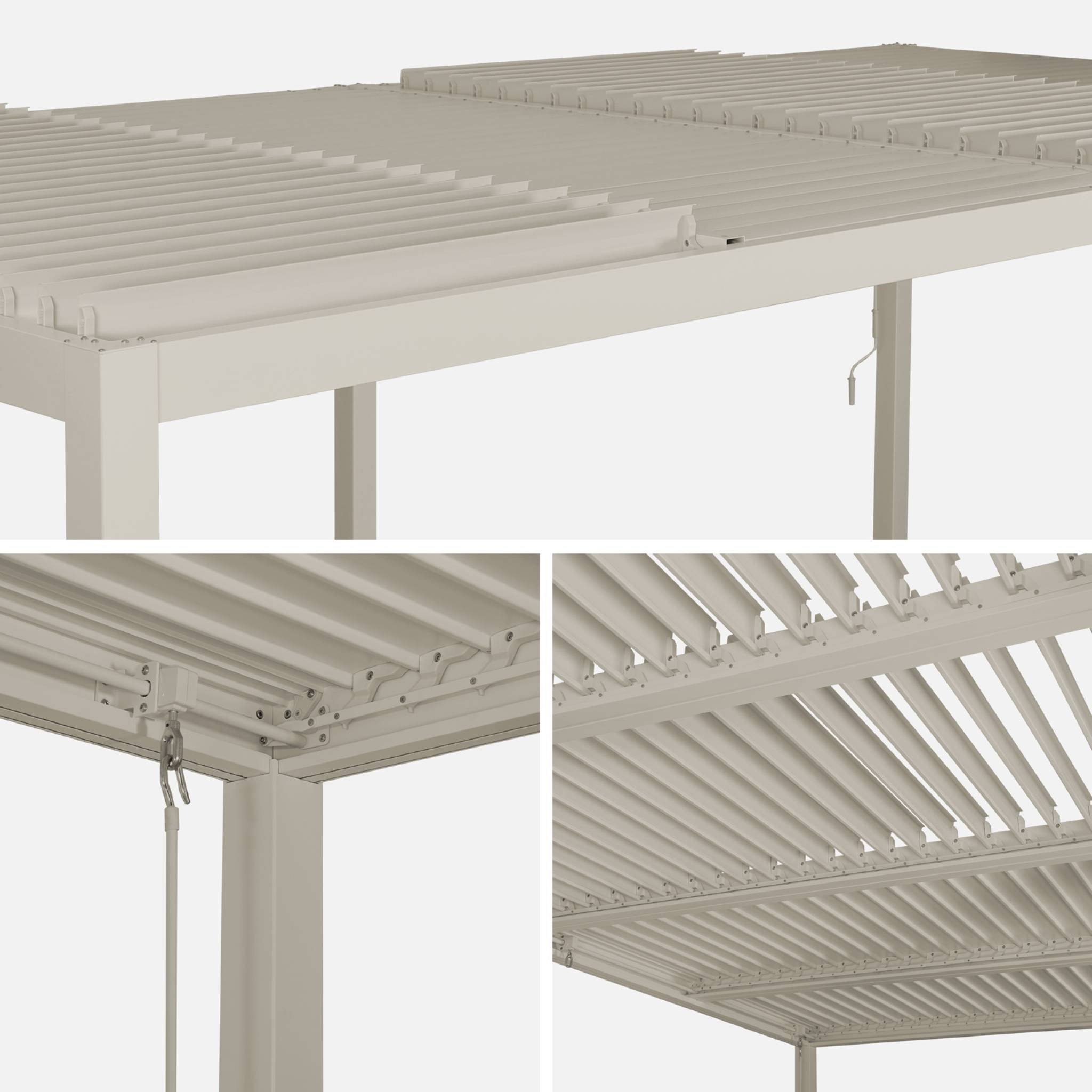 Pergola bioclimatica 3x6m in alluminio e acciaio, lamelle orientabili,