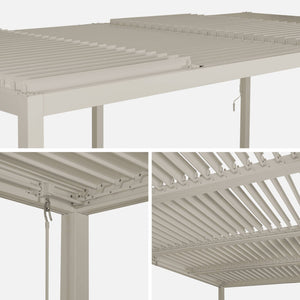 Pergola bioclimatica 3x6m in alluminio e acciaio, lamelle orientabili,