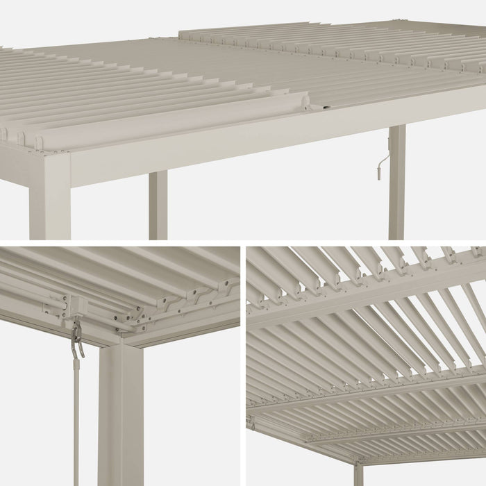Pergola bioclimatica 3x6m in alluminio e acciaio, lamelle orientabili,