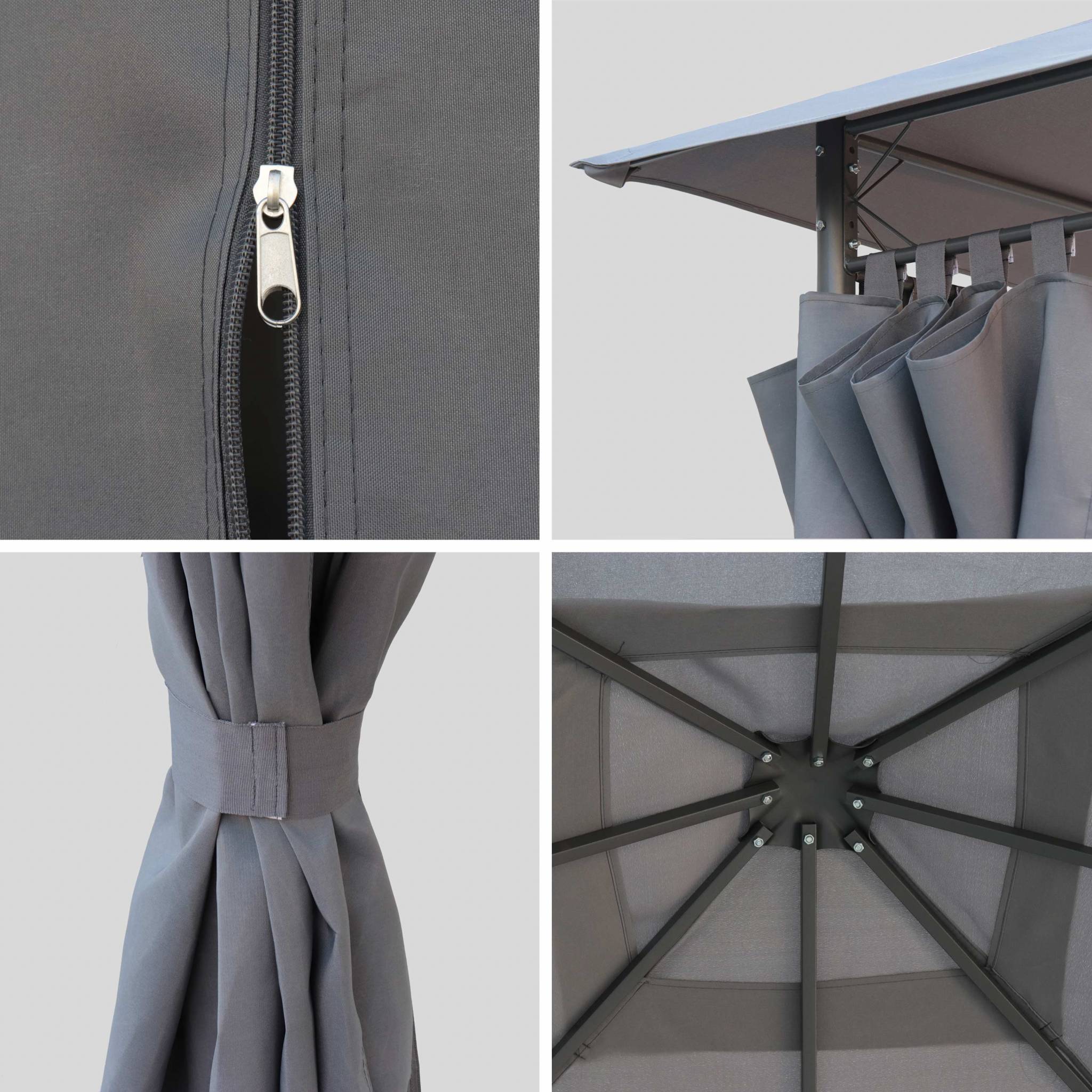 Tettoia + tende per pergolato elusa 3x3m, grigio