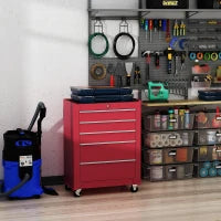 Carrello Porta Utensili Attrezzi Attrezzatura con Cassettiera Rosso 61.5 x 33 x 82.5cm