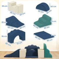 Set 7 Blocchi di Costruzioni Morbide per Bambini Fino a 3 Anni, Rivestimento in Velluto, Blu