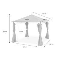 Pergola da giardino 3x3m struttura in alluminio con tende scorrevoli,