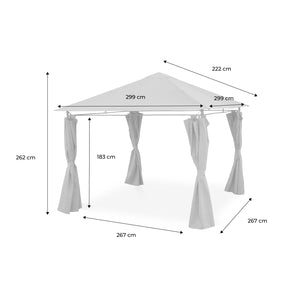 3x3m pergola da giardino  struttura in alluminio con tende scorrevoli,