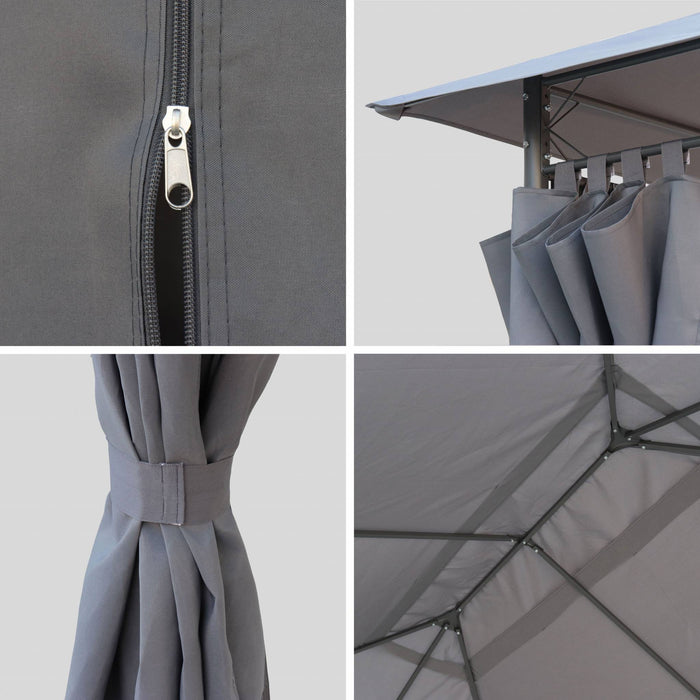 3x4m pergola da giardino  struttura in alluminio con tende scorrevoli,