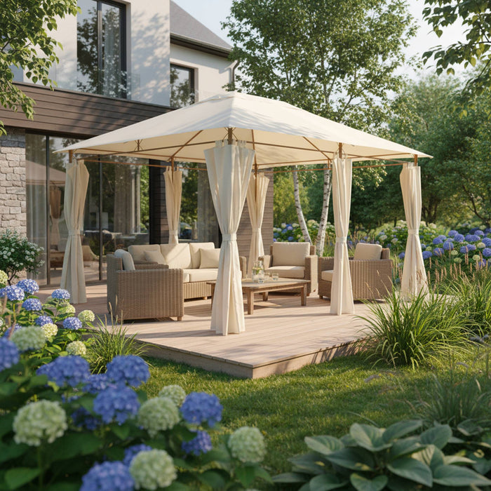 Pergola da giardino 3x4m struttura in alluminio con tende scorrevoli,