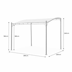 Pergola a parete struttura in acciaio 3x2,5 m  con tetto in tessuto,