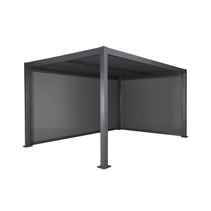 Pergola bioclimatica 3x4m in alluminio + tenda da 3m + tenda da 4m,