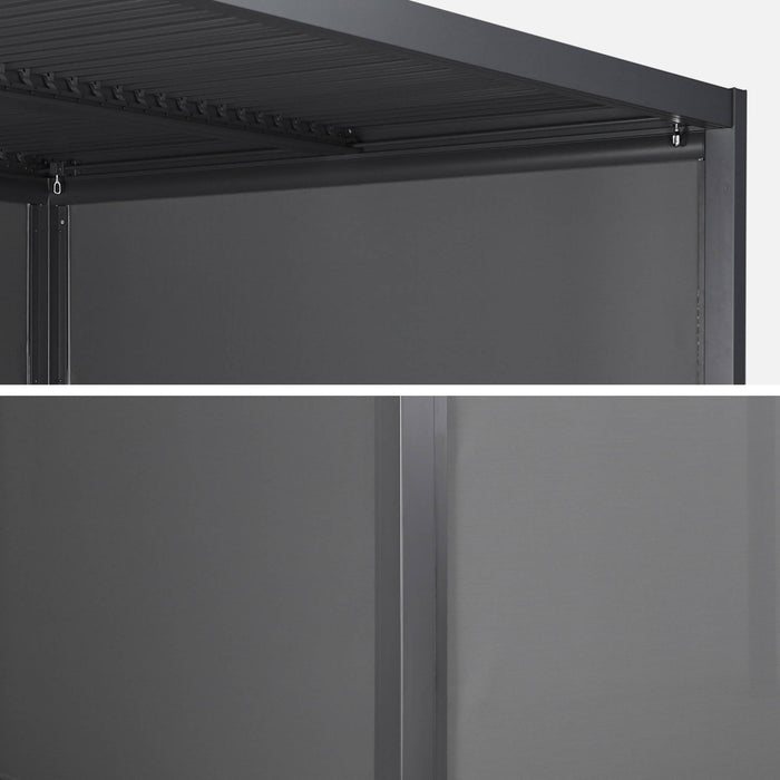 Pergola bioclimatica 3x4m in alluminio + tenda da 3m + tenda da 4m,