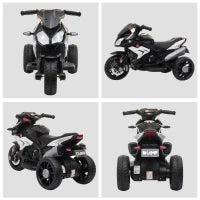 Moto Elettrica per Bambini 3-5 Anni Max. 25kg con Luci, Musica, Batteria 6V e Velocità 3km/h, 86x42x52 cm, Nero