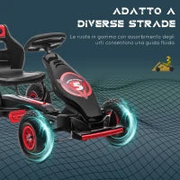 Go Kart a Pedali per Bambini da 5-12 Anni con Sedile Regolabile e Ruote in Gonfiabili, Rosso