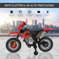 Moto Elettrica per Bambini 3-6 Anni in Plastica PP con Ruote di Supporto, Fari e Musica, 102x53x66 cm, Rosso e Nero