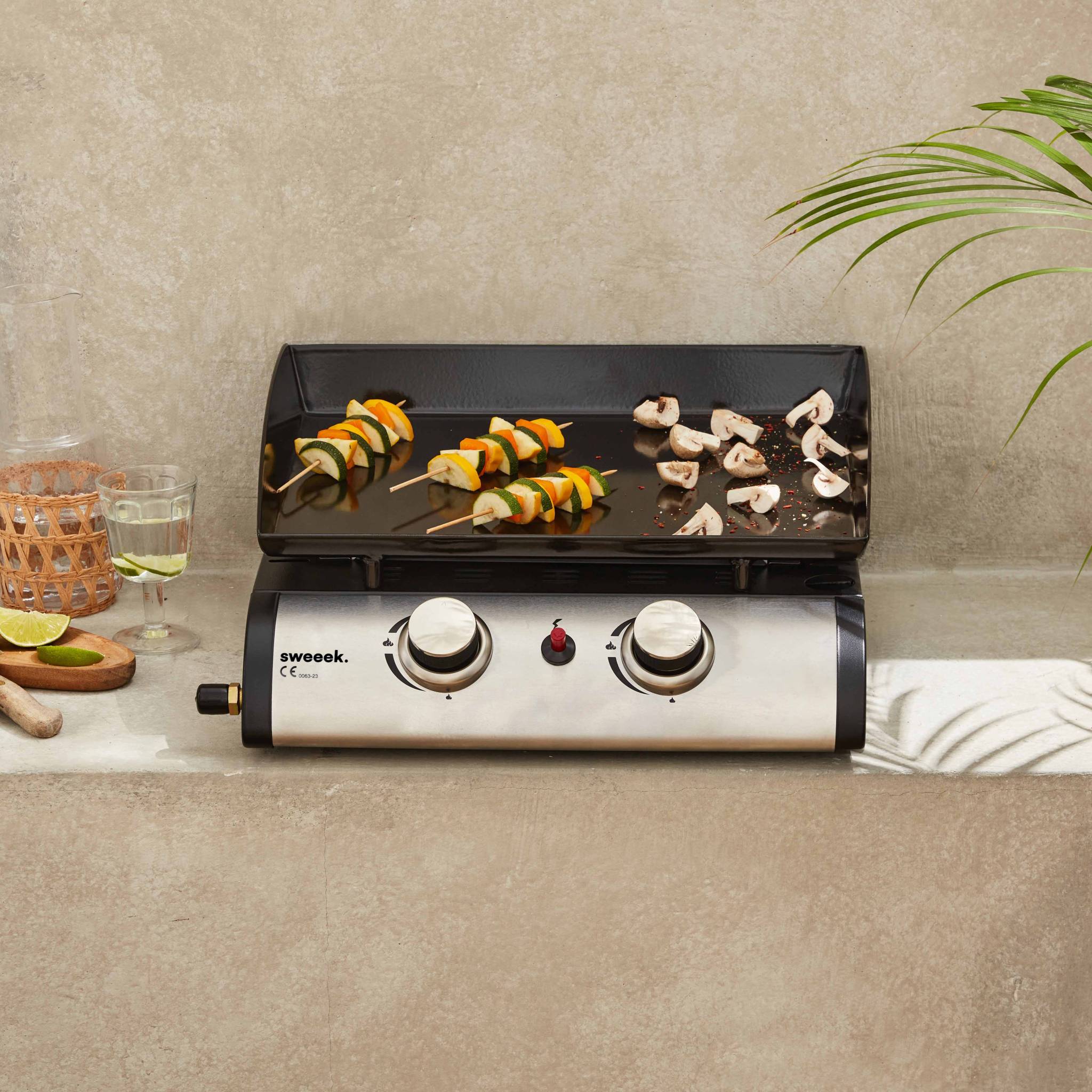 Grigilia a gas 2 bruciatori inox, 5kw, nero