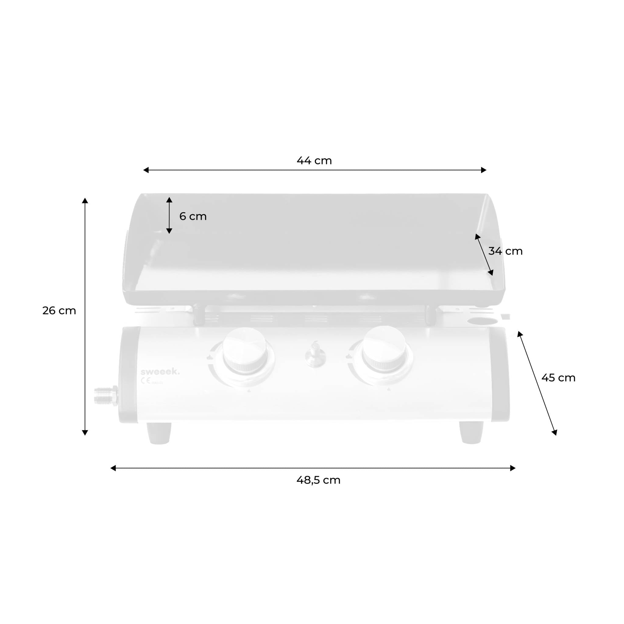 Grigilia a gas 2 bruciatori inox, 5kw, nero