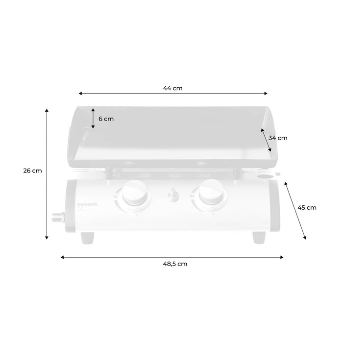 Grigilia a gas 2 bruciatori inox, 5kw, nero