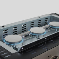 Griglia a gas con 3 bruciatori in acciaio inox, 7.5kw, nero