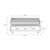 Griglia a gas con 3 bruciatori in acciaio inox, 7.5kw, nero
