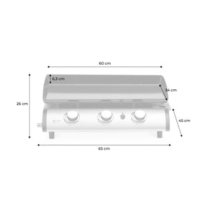 Griglia a gas con 3 bruciatori in acciaio inox, 7.5kw, nero