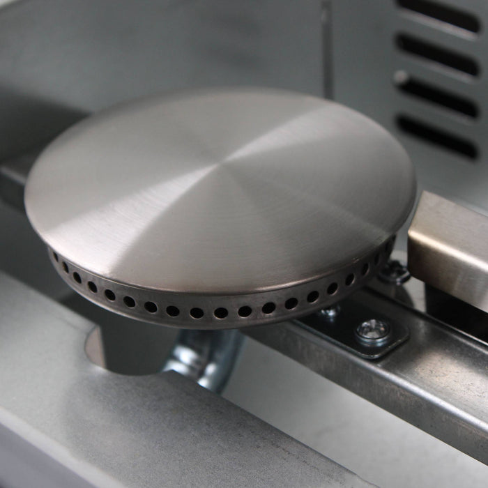 Plancha a gas a 4 fuochi in acciaio inox da 10 kw con carrello, nero