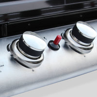 Plancha a gas a 4 fuochi in acciaio inox da 10 kw con carrello, nero