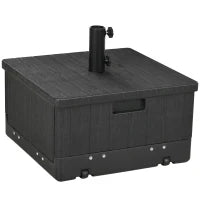 Base per Ombrellone, Tavolino da Giardino, Fioriera con Fori di Drenaggio, Ruote e Maniglie, PE e Metallo, Nero